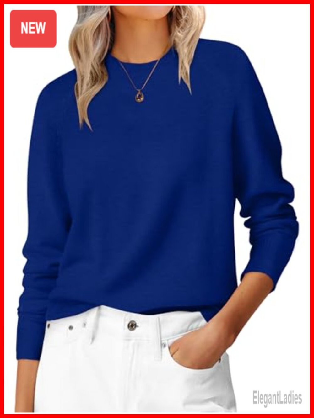 Women's Loose Fit Long Sleeve Crew Neck Lightweight Sweater Pullover